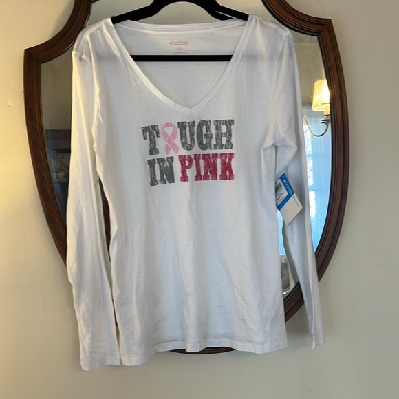 NWT Columbia Wome Large Cotton Tough In Pink Graphic LS Tee - Picture 2 of 6